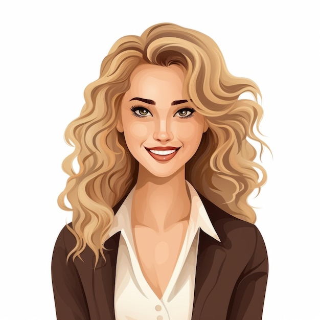Foto mulher latina adulta sorridente com cabelo loiro liso ilustração plana retrato de personagem de negócios em fundo branco pessoa de negócios em roupas casuais ilustração de desenho animado quadrado gerado por ai