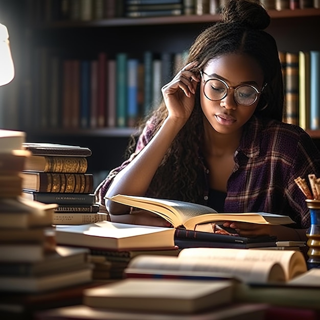 Foto mulher lendo um livro.