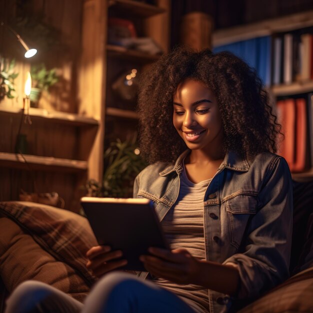 Foto mulher lendo um livro.