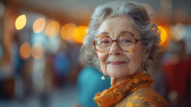 Mulher mais velha com óculos e lenço