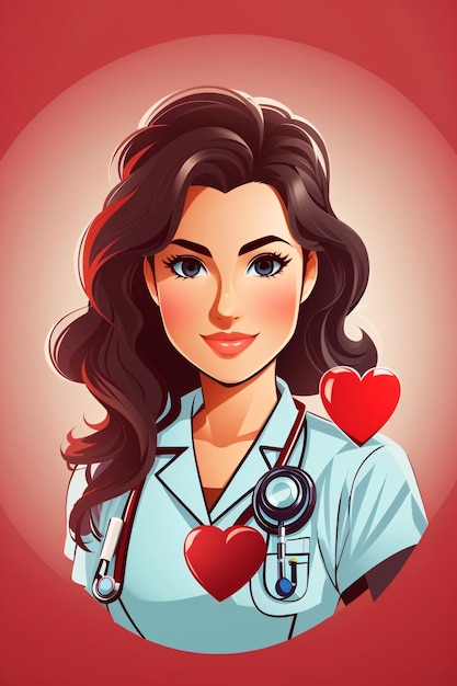 Mulher médico desenho animado Vector Art Ilustração Logotipo