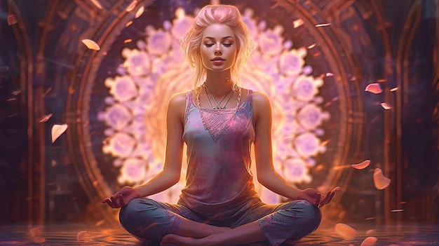 Foto mulher meditando ia generativa