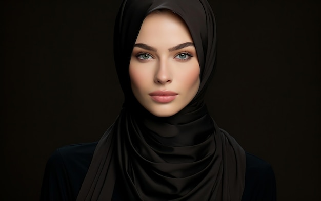 Mulher Modelo em Hijab Preto AI