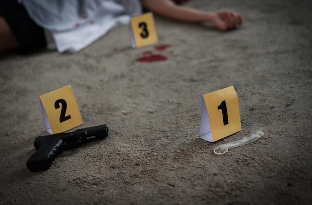 Mulher morta deitada por números