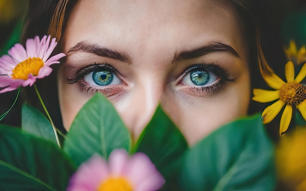 Mulher na foto com flores