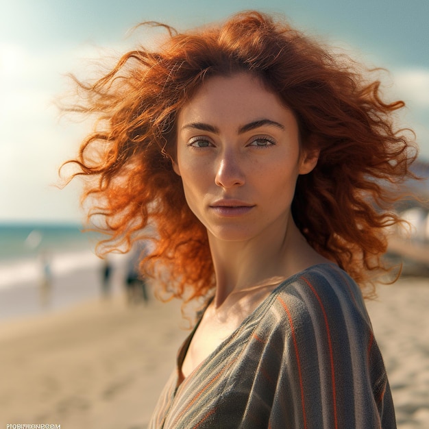 Mulher na praia IA generativa