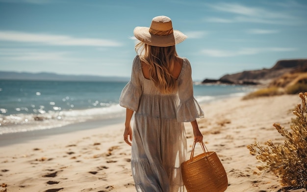 Mulher na praia IA generativa