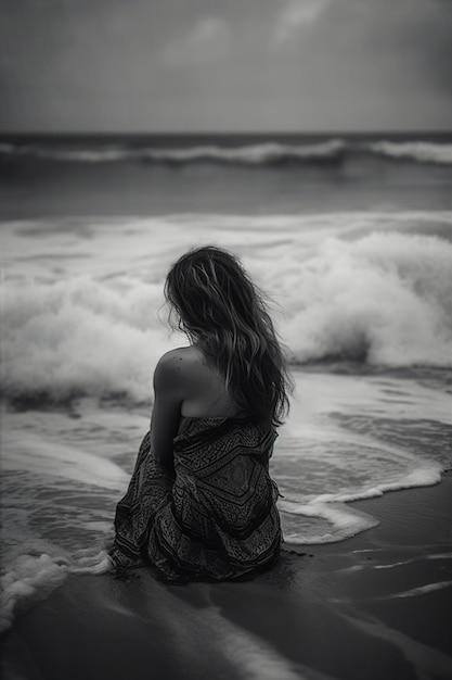 Mulher na praia IA generativa