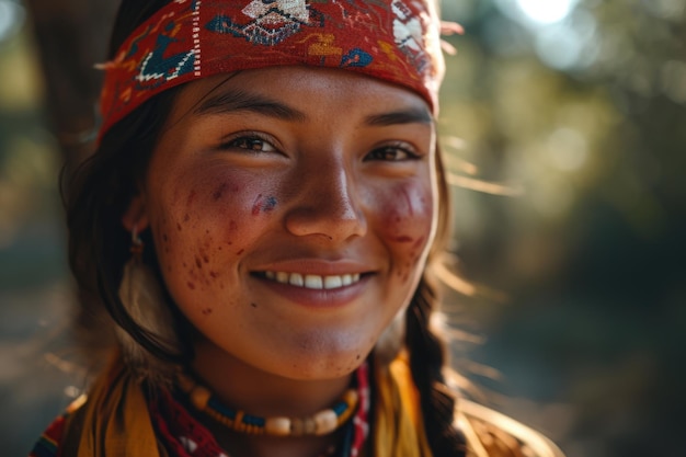 Foto mulher nativa americana sorridente