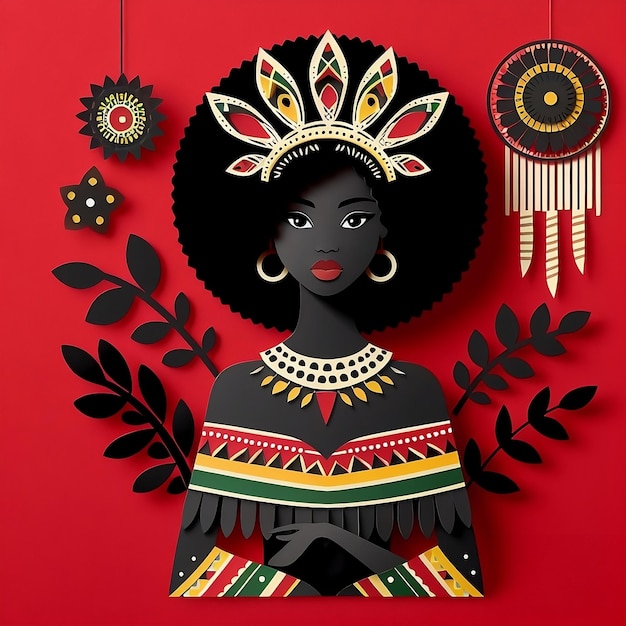 Mulher negra apresentando sua rica cultura Mulheres afro-americanas usam trajes tradicionais