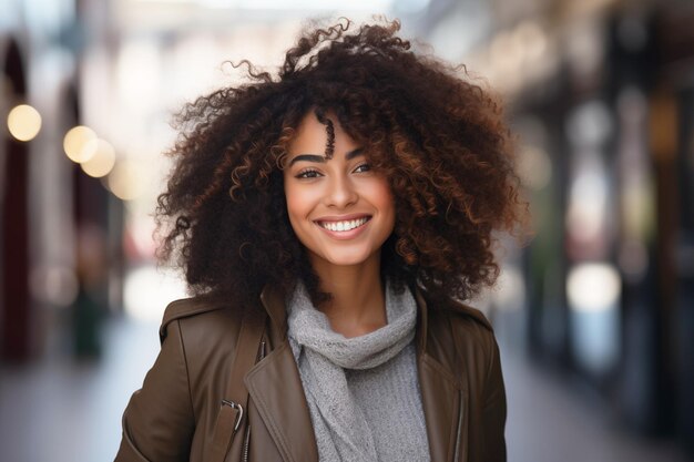 Mulher negra chique em uma paisagem urbana