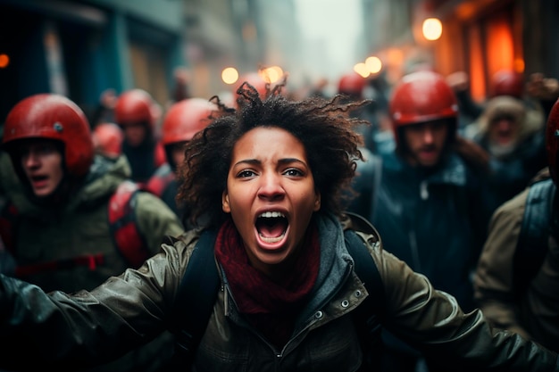 Foto mulher negra em uma manifestação pelos direitos das vidas negras importa mês da história negra