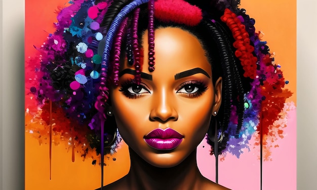 Mulher negra retrato arte abstrata poderoso empoderamento da senhora vidas negras importam