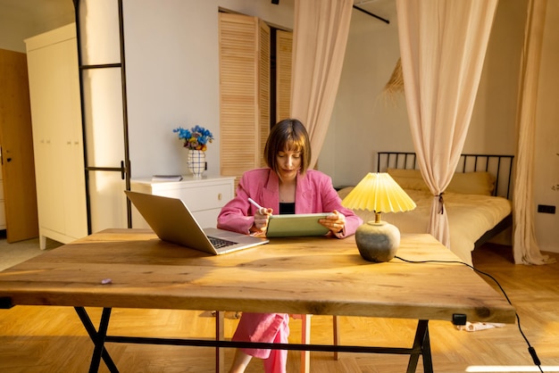 Mulher no escritório em casa