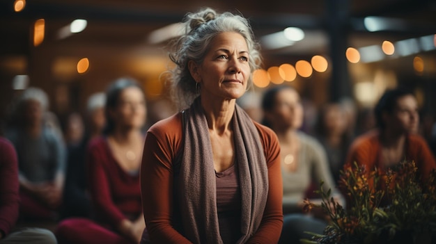 Foto mulher orando na igreja generativa ai