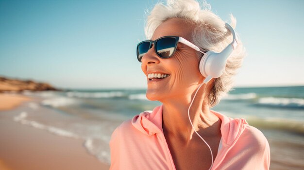 mulher ouvindo música com fones de ouvido