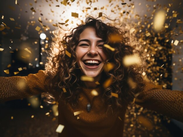 Foto mulher participando de uma festa de ano novo com um vestido elegante