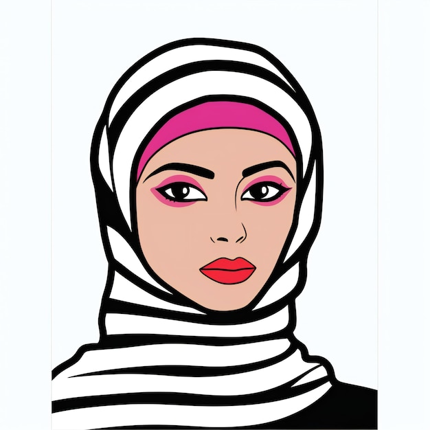 Mulher peculiar forrada ousada usando avatar mínimo de hijab