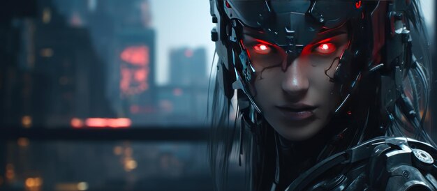 Mulher personagem estilo cyberpunk cyborg fundo papel de parede ai imagem gerada