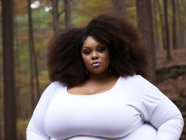 Foto mulher plus size confiante balançando sua jornada