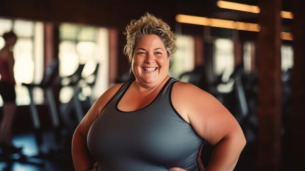 Foto mulher plus size fazendo fitness