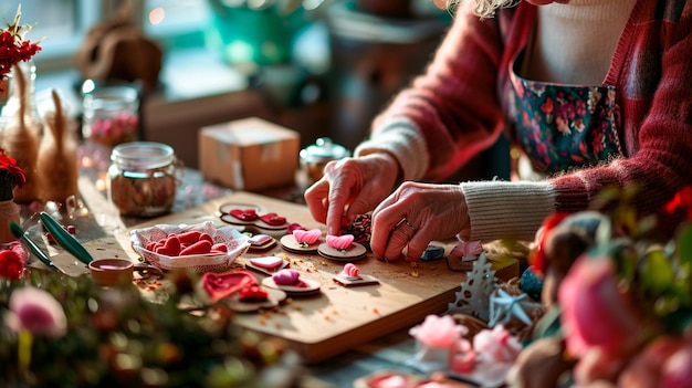 Foto mulher preparando presentes para o dia dos namorados