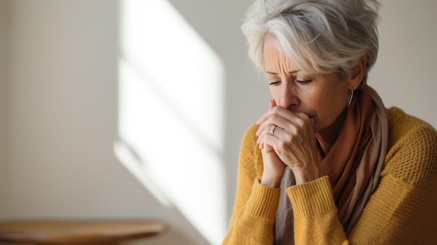 Mulher que sofre de depressão em casa