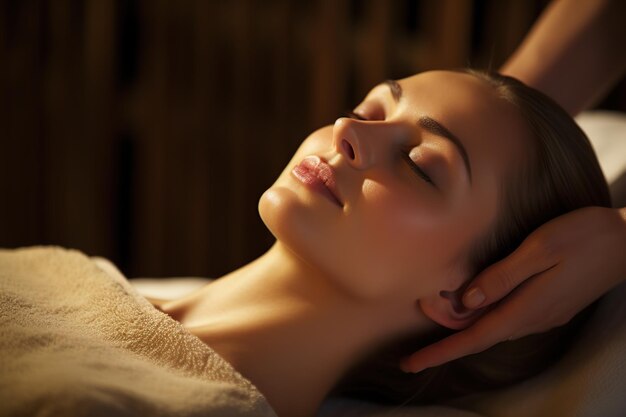 Mulher recebendo tratamento de massagem de spa massagem facial