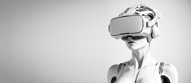 Mulher robô em fundo branco Criado com tecnologia Ai generativa