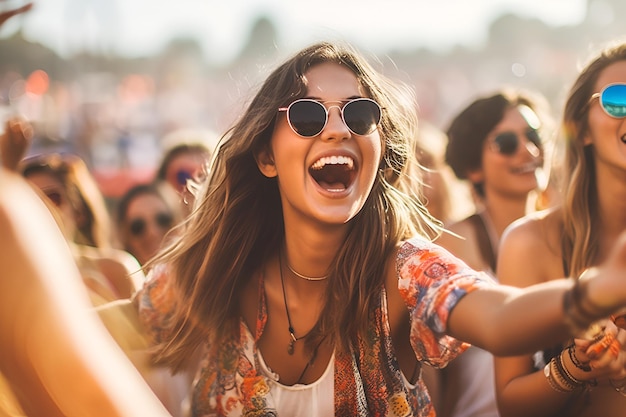 Mulher se divertindo no festival