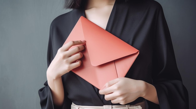 Mulher segurando o envelope aberto Generative ai