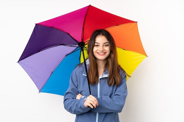 Mulher segurando um guarda-chuva