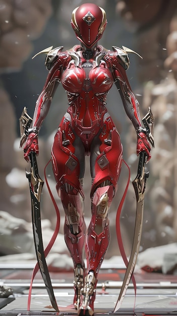Foto mulher-soldado cyborg futurista