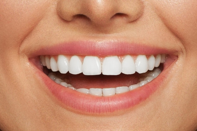 Foto mulher sorri com dentes brancos