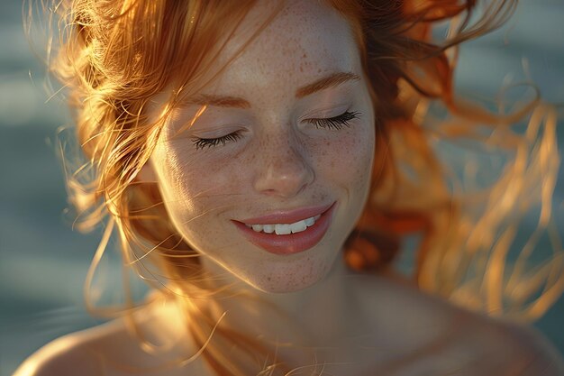 Mulher sorridente com cabelos peculiares Inteligência Artificial Gerativa