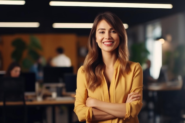 Foto mulher sorridente no escritório criativo