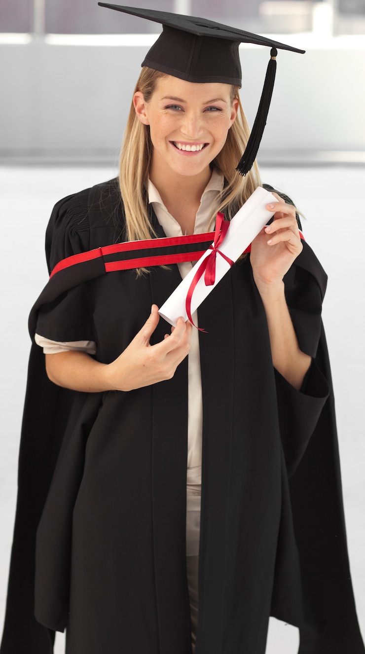 Foto mulher, sorrindo, em, dela, graduação