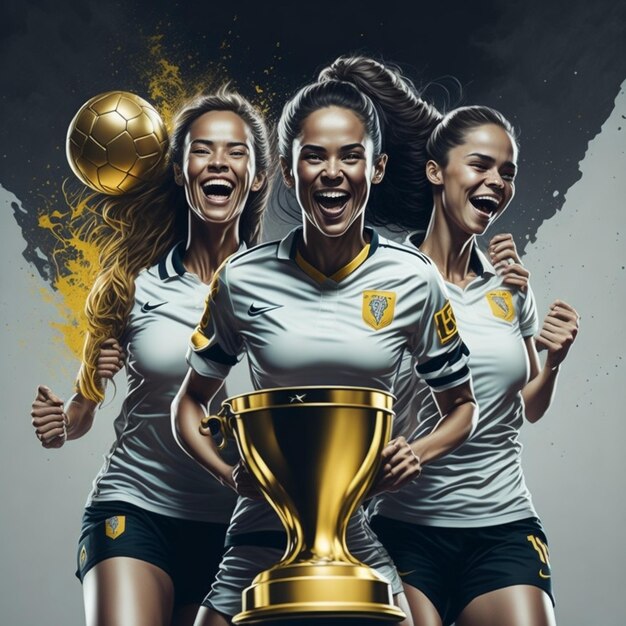 mulher time de futebol sorriso comemora vitória