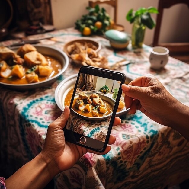 Foto mulher tirando uma foto de seu celular para carregar