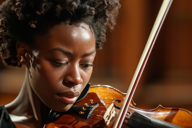 Foto mulher tocando violino