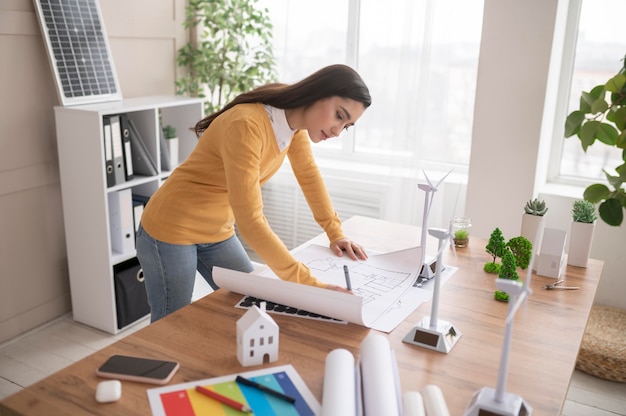 Mulher trabalhando em projeto de meio ambiente