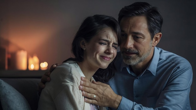 Mulher triste a chorar ao lado do seu terapeuta.