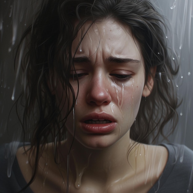 Foto mulher triste a chorar.