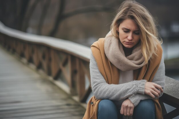 Mulher triste e solitária Dia da Mulher