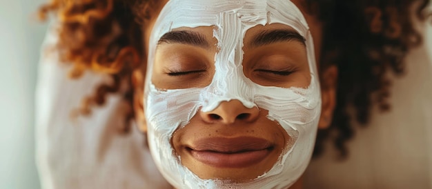 Mulher usando máscara facial branca