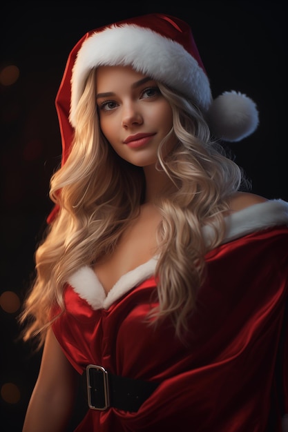 Foto mulher vestida de papai noel