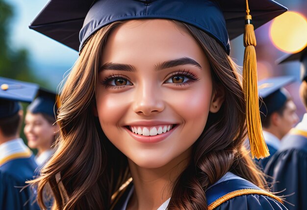 Mulher vestindo um boné de formatura