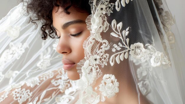 Mulher vestindo véu adornado com flores