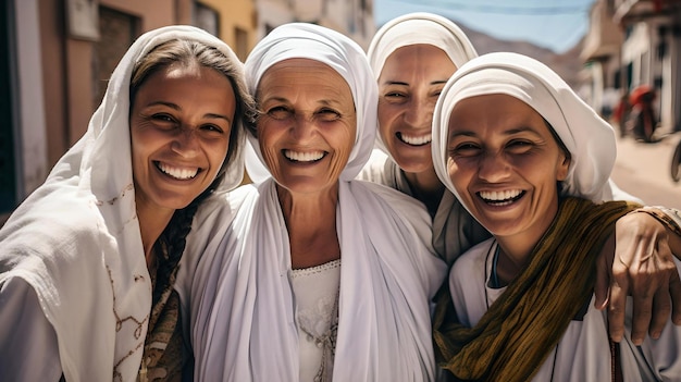 Mulheres árabes sorrindo com seu hijab conceito de mulheres livres