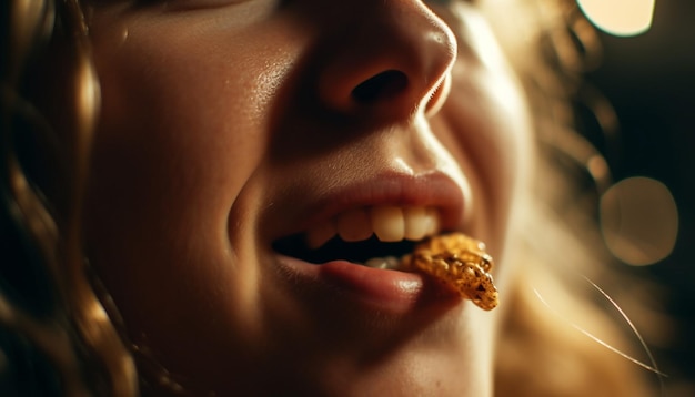 Foto mulheres bonitas desfrutando de doces de chocolate dentro de casa gerados por ia